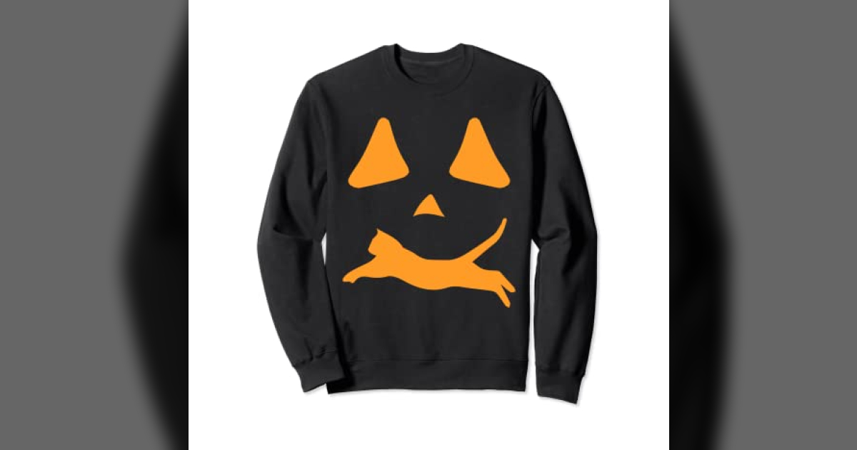 Halloween Pumpkin Cat Lover Jackolantern Mashup Sweatshirt 3384